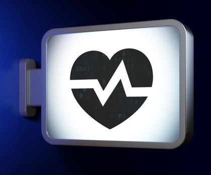 Healthcare concept: Heart on advertising billboard background, 3d rendering