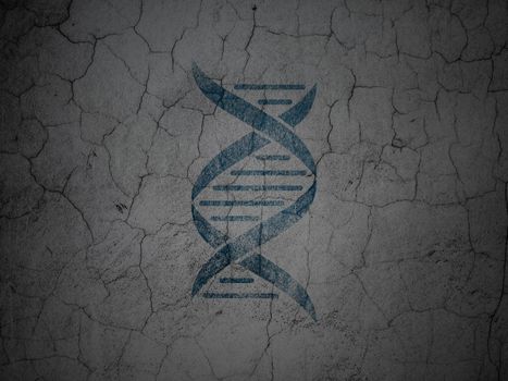 Healthcare concept: Blue DNA on grunge textured concrete wall background