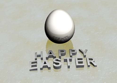 Dimensional inscription Happy Easter on white background. 3D rendering.