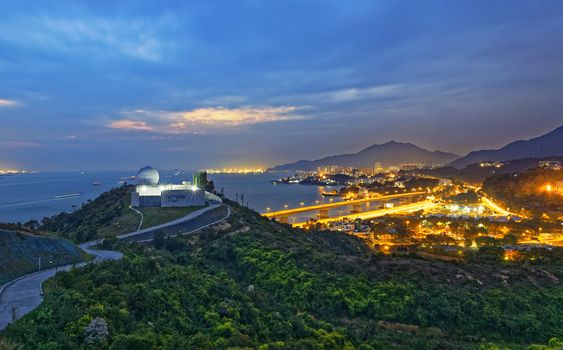 Hong Kong observatory at Tai Lam , sunset