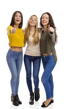 Group of teenage friends with thumbs up