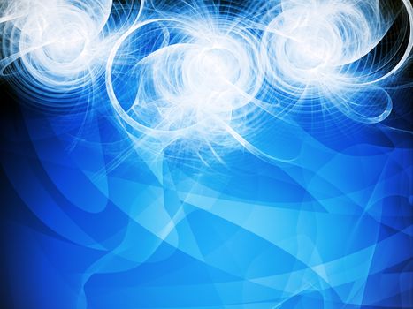 Abstract blue background with light and energy circles