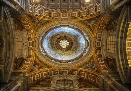 Vatican, Italy - June 26, 2014: Interior of the Saint Peter Cathedral in Vatican. Saint Peter's Basilica has the largest interior of any Christian church in the world.