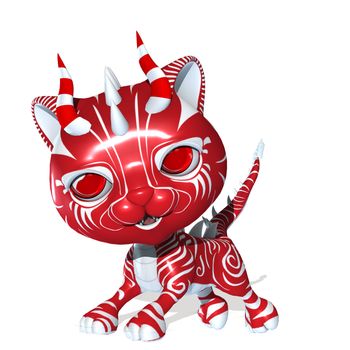 3D Rendered of cute fantasy pet standing and smiling to the camera isolated on white