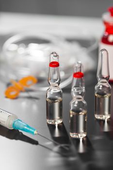 medical ampoules and syringe