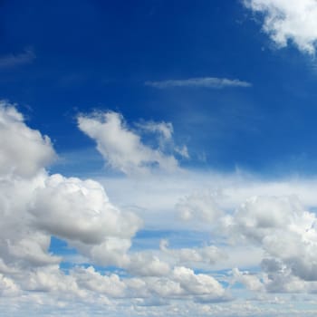 blue sky and white cumulus clouds