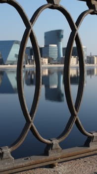 Modern Architecture of St. Petersburg reflected in water