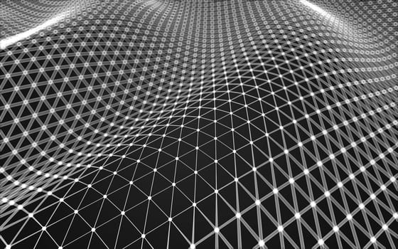 Abstract polygonal space low poly dark background with connecting dots and lines. Connection structure.