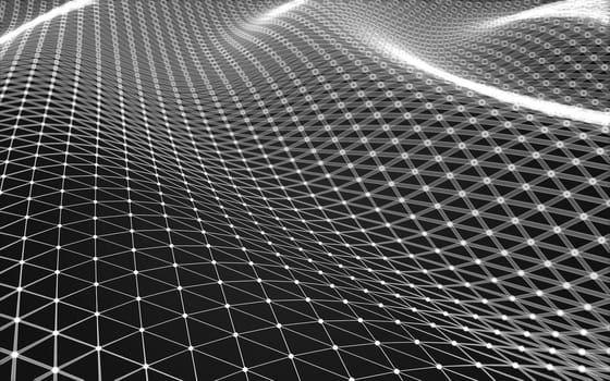 Abstract polygonal space low poly dark background with connecting dots and lines. Connection structure.