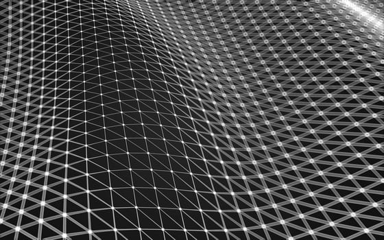 Abstract polygonal space low poly dark background with connecting dots and lines. Connection structure.