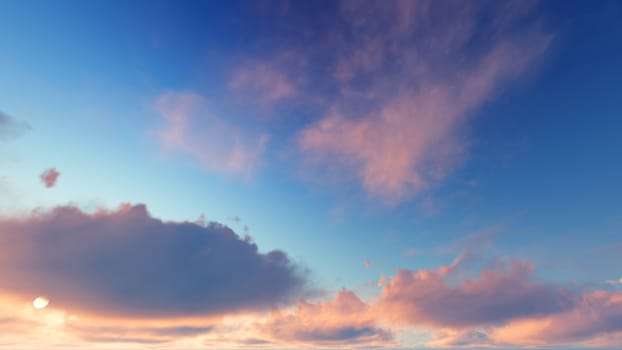 Cloudy blue sky abstract background, blue sky background with tiny clouds, 3d rendering

