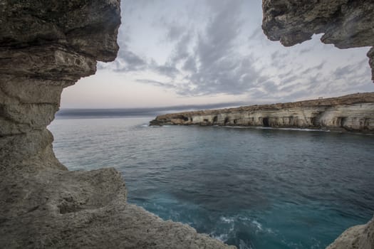 Sea caves near Cape Greko. Mediterranean Sea,Cyprus


