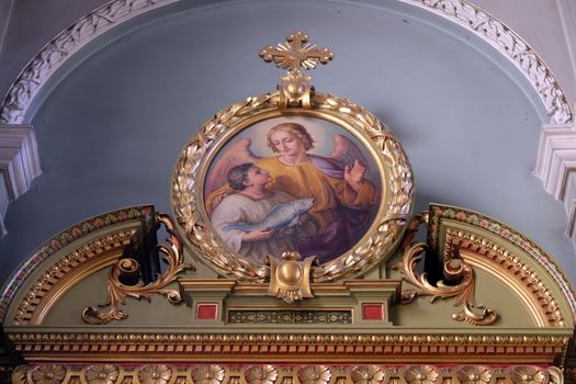 Guardian angel, altarpiece in the Basilica of the Sacred Heart of Jesus in Zagreb, Croatia
