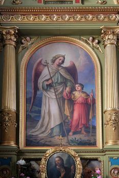 Guardian angel, altarpiece in the Basilica of the Sacred Heart of Jesus in Zagreb, Croatia