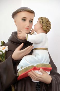 Saint Anthony of Padua holding baby Jesus, statue in the Church of Saint Francis of Assisi in Lipik, Croatia
