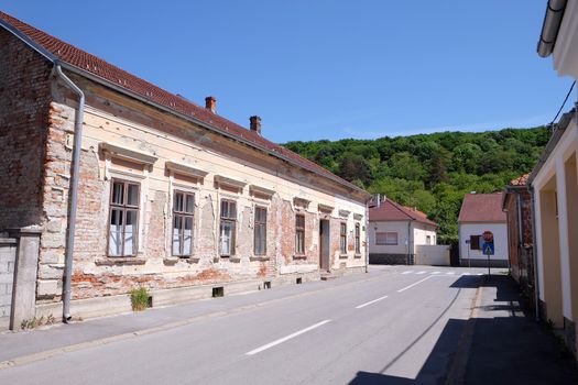 Destroyed house as war aftermath. The Croatian War of Independence was fought from 1991 to 1995 in Pakrac, Croatia