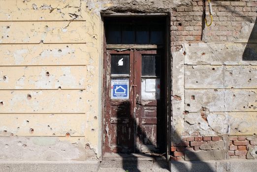 Destroyed house as war aftermath. The Croatian War of Independence was fought from 1991 to 1995 in Pakrac, Croatia