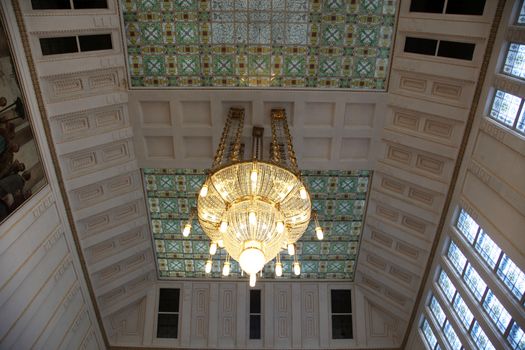 Croatian National State Archives building in Zagreb. It was designed by architect Rudolf Lubynski and its construction started in 1911. It hosted University Library until 1996 in Zagreb, Croatia
