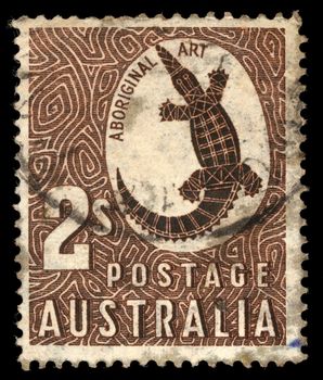 Stamp from Australia illustrating Aborignal Art, issued in 1948