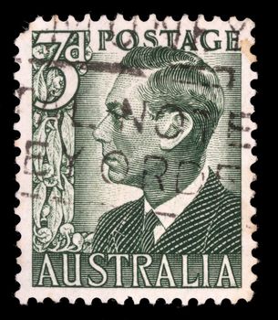 Stamp printed in Australia shows King George VI, circa 1951