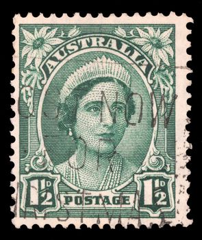 Stamp printed in the Australia shows Queen Elizabeth, Queen of England, circa 1942