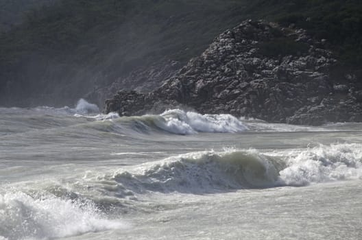 High waves at the coast after a storm