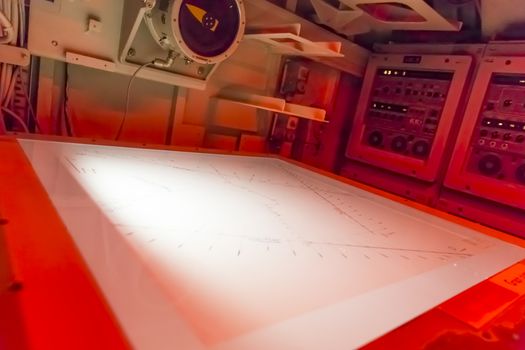 control room closeup , red light modern electronic technology background