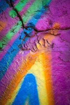 photo flagstone painted with bright colors. closeup