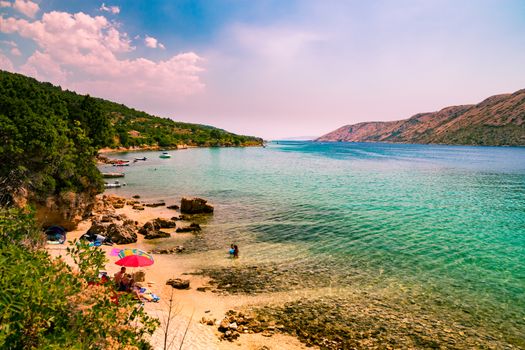 The pristine coastline and crystal clear water of the island of Rab, Croatia.