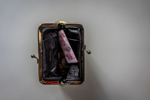 A top view shot of a coin purse.