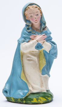 vintage figure of the virgin mary as part of the christmas nativity scene