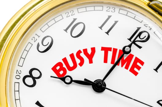 Busy time on face gold clock at 8 AM.