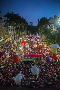 BRAZIL, Sao Paulo: Demonstrators protest in support of Brazil's President Dilma Rousseff and former President Luiz Inacio Lula da Silva at the Se Square, in Sao Paulo, southeastern Brazil, on March 31, 2016. Rousseff is currently facing impeachment proceedings as her government faces a stalling national economy and multiple corruption scandals.