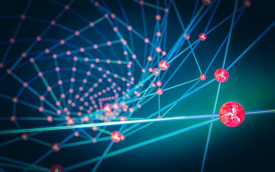 Abstract polygonal space low poly dark background with connecting dots and lines. Connection structure.