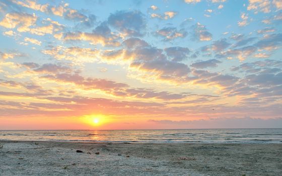 dramatic summer sunset sky and sea