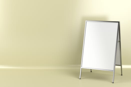 3D illustration of blank advertising stand with silver aluminum frame