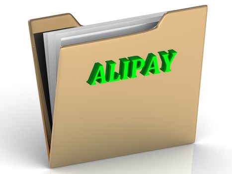 ALIPAY - bright letters on a gold folder on a white background