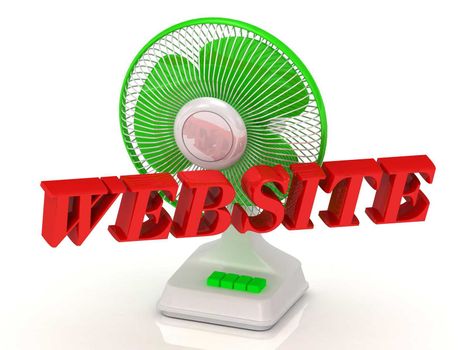WEBSITE- Green Fan propeller and bright color letters on a white background