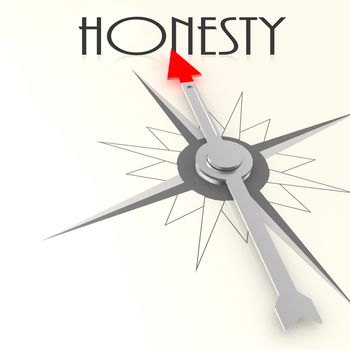 Compass with honesty word image with hi-res rendered artwork that could be used for any graphic design.