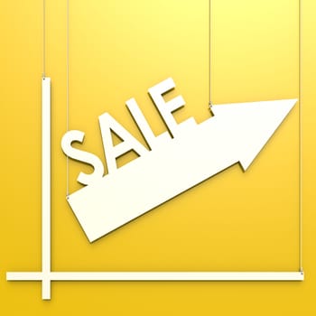 Sale word with chart hang on yellow background image with hi-res rendered artwork that could be used for any graphic design.