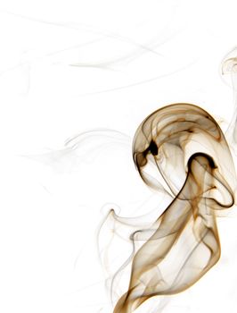 Brown insence smoke on white background, graphic resource.