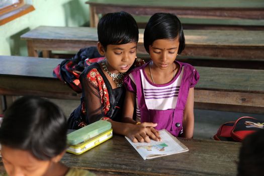 Kids in school, Kumrokhali, West Bengal, India. School name is the name of a famous Croatian missionary, Father Ante Gabric