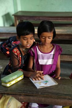 Kids in school, Kumrokhali, West Bengal, India. School name is the name of a famous Croatian missionary, Father Ante Gabric