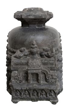 Votive stupa, from 11th century found in Basalt, Bodhgaya, Bihar now exposed in the Indian Museum in Kolkata