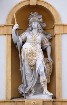 Minerva, Roman goddess of wisdom and sponsor of arts, trade, and strategy, Arsenal (Zeughaus) historic center listed as World Heritage by UNESCO in Graz, Styria, Austria