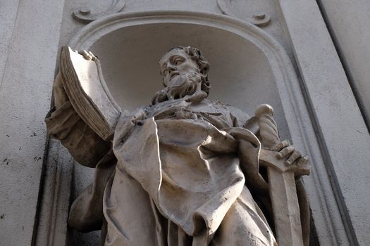 Saint Paul the Apostle on the facade of Parish Church of the Holy Blood in Graz, Styria, Austria