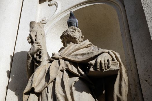 Saint Peter the Apostle on the facade of Parish Church of the Holy Blood in Graz, Styria, Austria