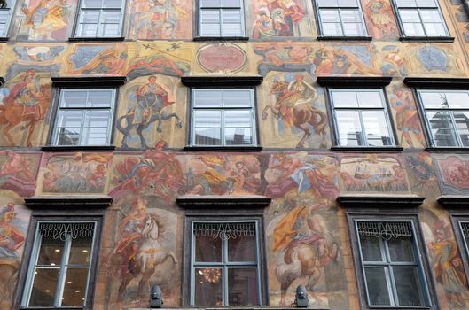 Baroque facade painting at the Grazer Herrengasse in Graz, Austria