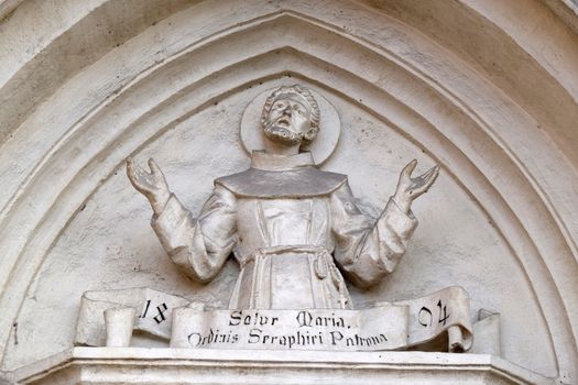 Saint Francis, portal of Franciscan Church in Graz, Styria, Austria