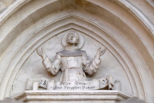 Saint Francis, portal of Franciscan Church in Graz, Styria, Austria
